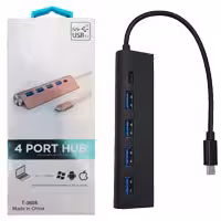 هاب 4 پورت فلزی USB3 با ورودی-خروجی type C T-3608