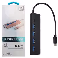 هاب 4 پورت فلزی USB3 با ورودی-خروجی type C T-3608