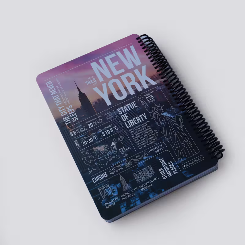 دفتر خط‌دار 100 برگ وزیری NEWYORK سیتی پیل (PILL)