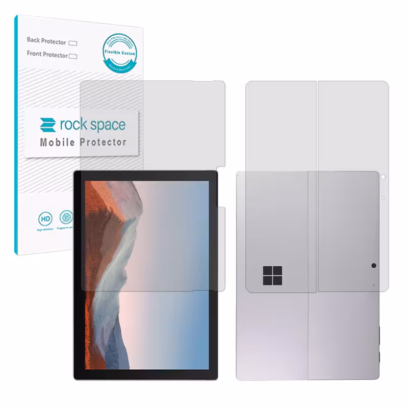 گلس صفحه نمایش و پشت تبلت مایکروسافت Surface Pro 7 مدل نانو هیدروژل شفاف برند راک اسپیس کد XLXL