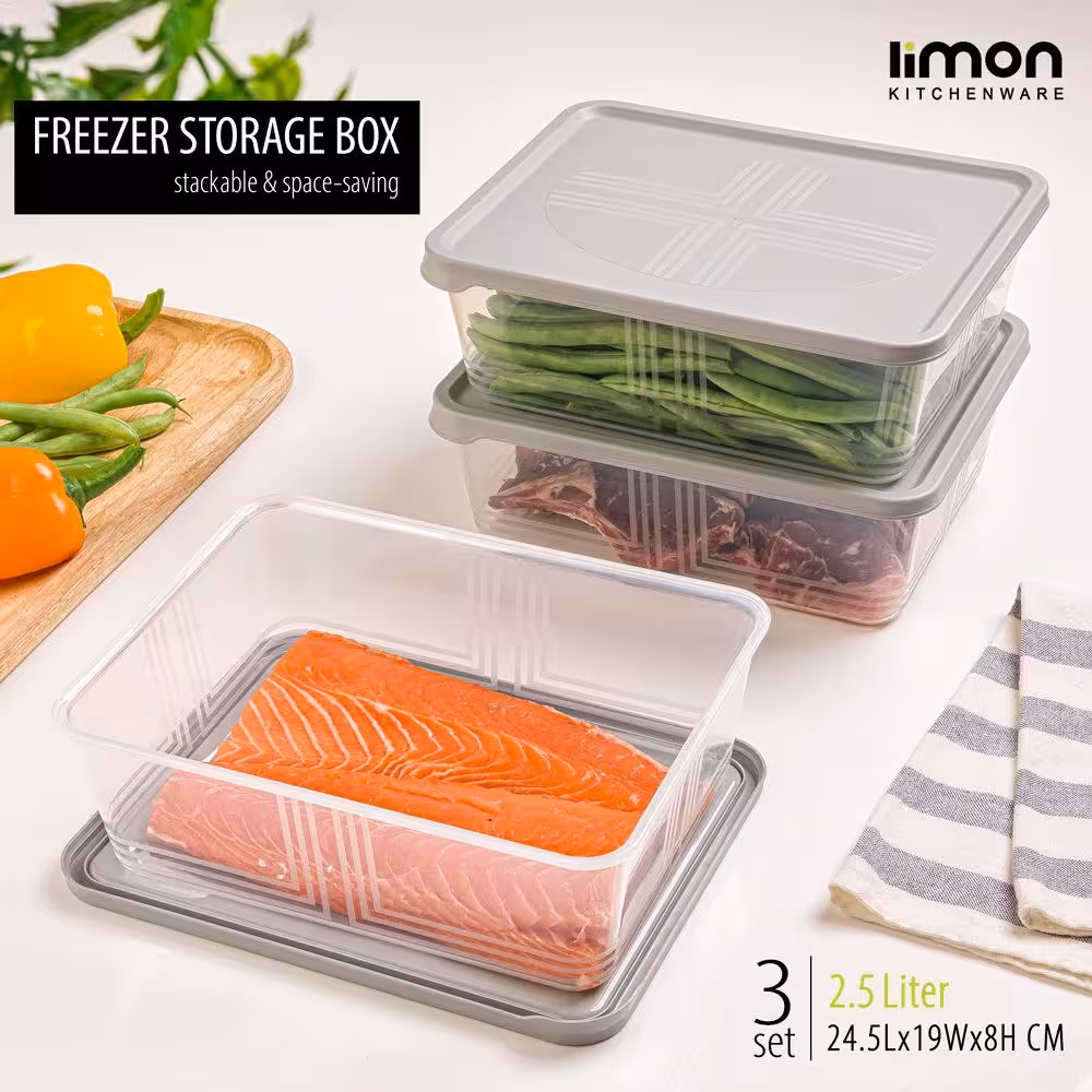 ظرف مستطیل 2/5 لیتر 3 عددی لیمون کد 2407