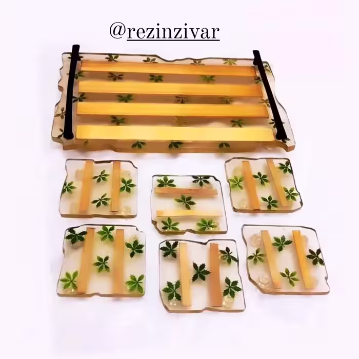 سینی و زیر لیوانی رزینی