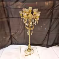 آباژور ایستاده دوبل جنس آلیاژ آبکاری شده 11 شعله