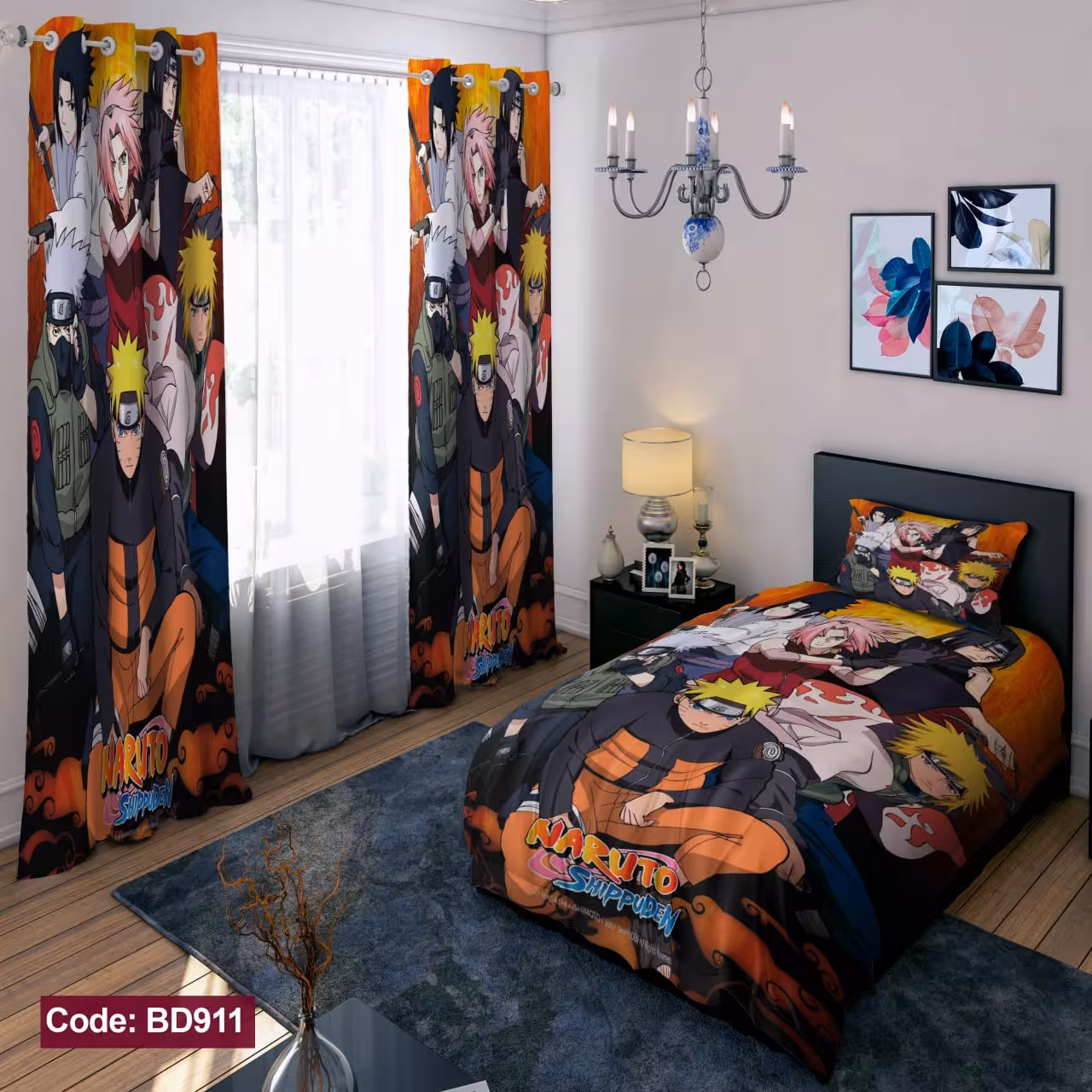 پرده پانچی مخمل چاپی پسرانه کد 911