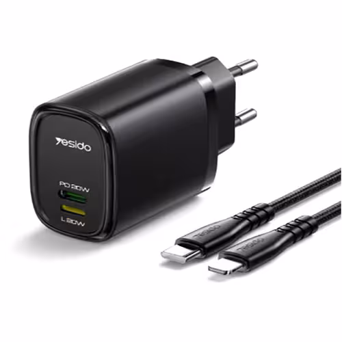 شارژر دیواری 20 وات یسیدو مدل YC44 به همراه کابل لایتنینگ