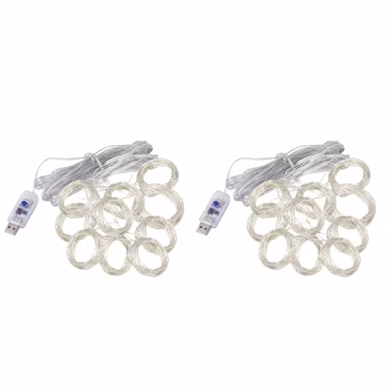 ریسه ال ای دی طرح مفتولی 10 آویز طول 2 متر مجموعه 2 عددی