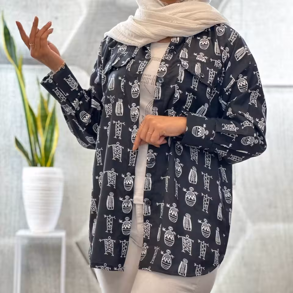 شومیز مانتویی جنس اسکودا درجه یک فری سایز 38 تا 44 