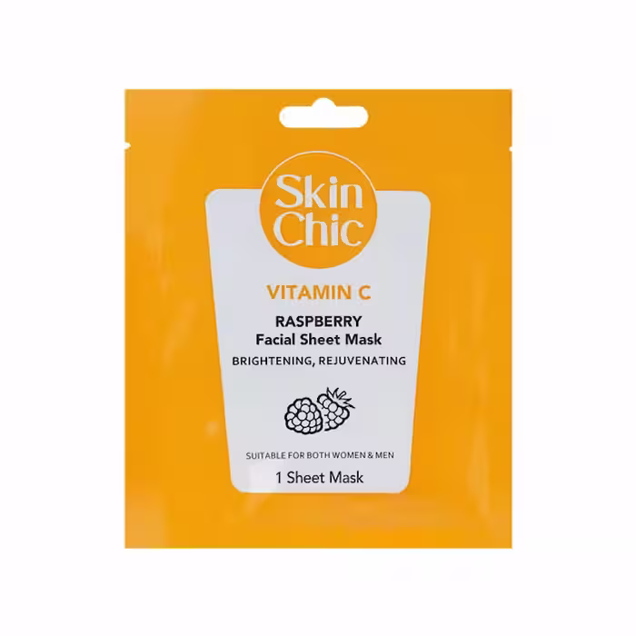 ماسک صورت ورقه ای ویتامین C با عصاره تمشک اسکین شیک حجم 25 میلی لیتر (بسته سه عددی)