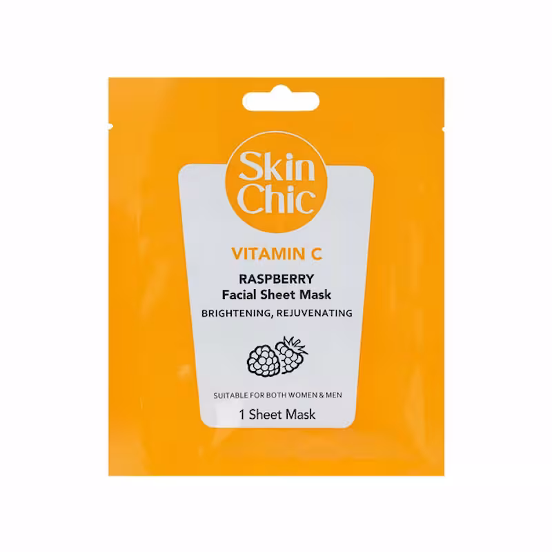 ماسک صورت ورقه ای ویتامین C با عصاره تمشک اسکین شیک حجم 25 میلی لیتر (بسته سه عددی)