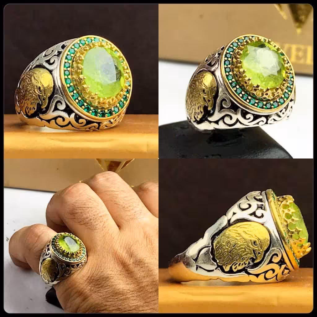 انگشتر زبرجد اصلی
رکاب فیلی چنگی  
مخراج کاری نگین سبز 
عیار نقره 925ارسال رایگان 