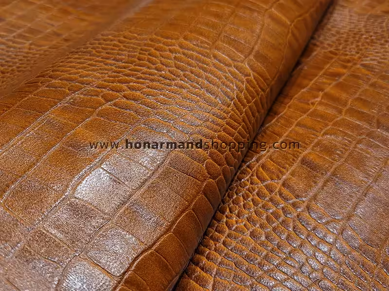 چرم بزی طرح روکو رنگ عسلی