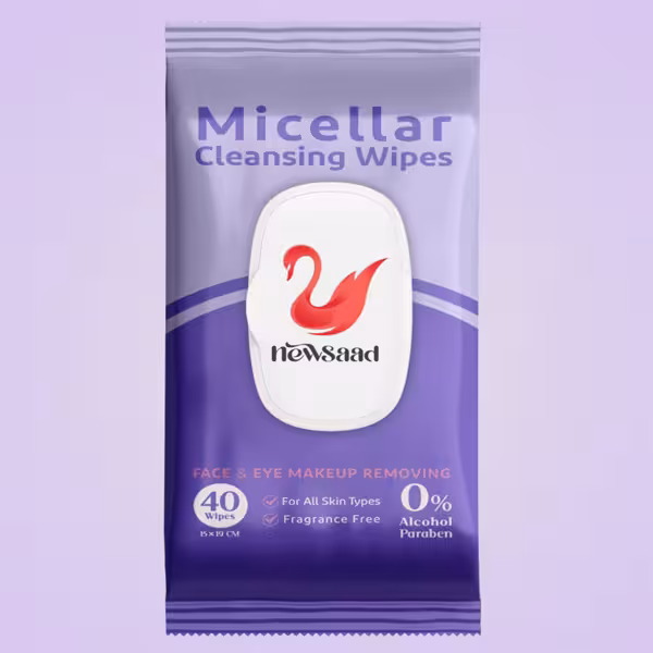 دستمال مرطوب میسلار پاک‌کننده آرایش صورت نیوساد 40 برگی