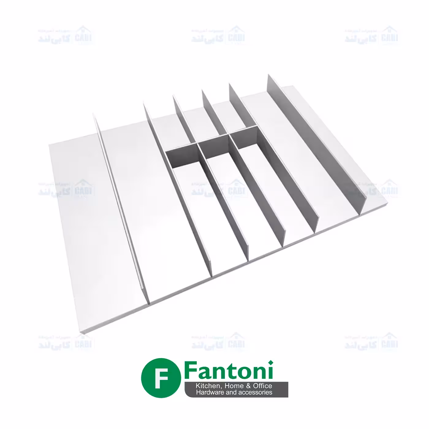 جای قاشق و چنگال رنگ سفید با تقسیم کننده آلومینیومی ثابت ریل اسلیم فانتونی O161 تا O164
