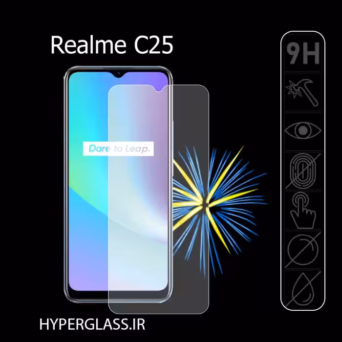 گلس محافظ صفحه نمایش نانو بلک اورجینال گوشی ریلمی Realme C25