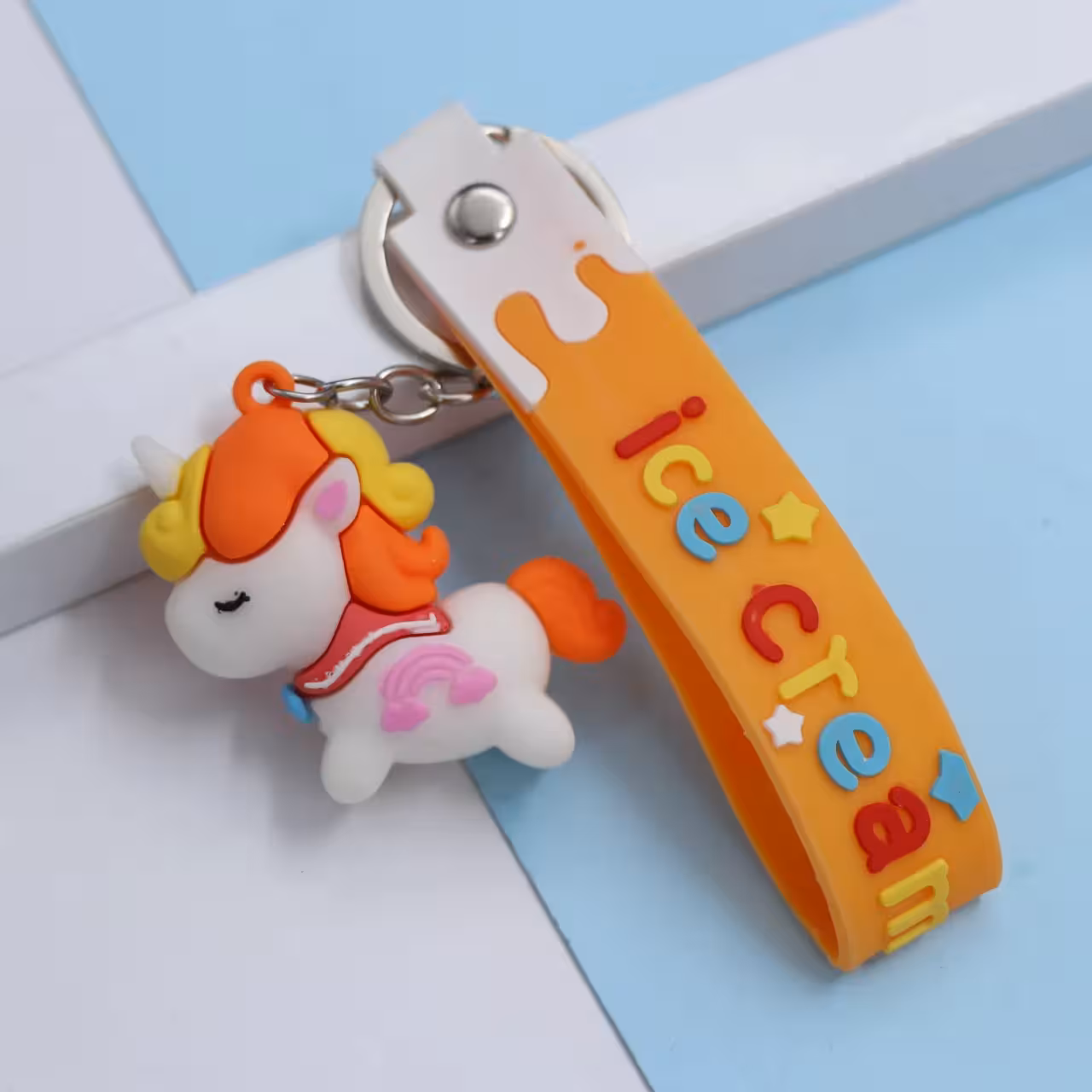 جاکلیدی آویز کیف سیلیکونی اسب تک شاخ کارتونی نارنجی 32774