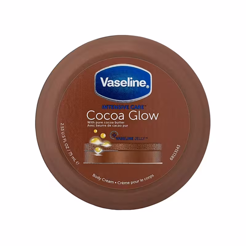 کره بدن کاسه ای رایحه کاکائو Cocoa Glow وازلین Vaseline حجم 75ml