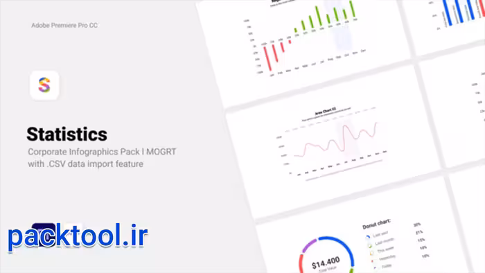 پروژه پریمیر اینفوگرافیک داده های CSV شرکتی Statistics Corporate Data - پک تول