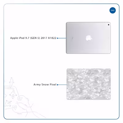 برچسب پوششی ماهوت مدل Army-Snow-Pixel مناسب برای تبلت اپل iPad 9.7 (GEN 5) 2017 A1822