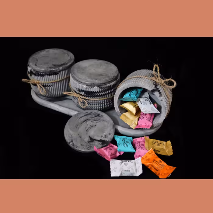 بانکه مدل سنگی کد 990 مجموعه 3 عددی به همراه سینی