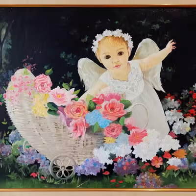 تابلو نقاشی رنگ روغن مدل فرشته کوچک