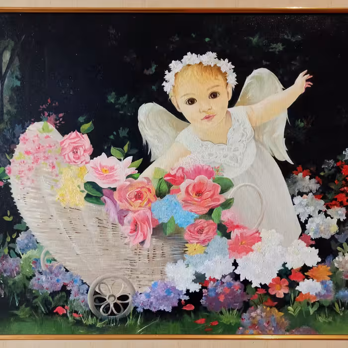 تابلو نقاشی رنگ روغن مدل فرشته کوچک