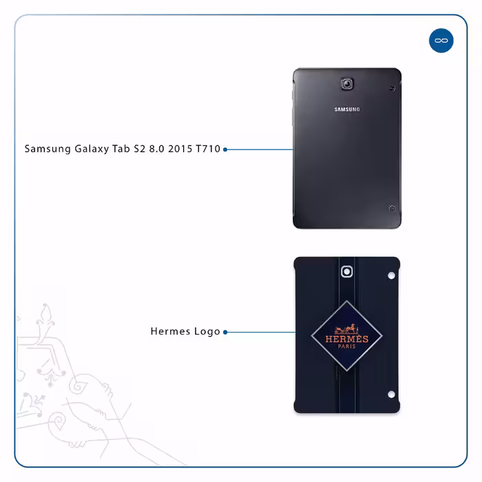 برچسب پوششی ماهوت مدل Hermes-Logo مناسب برای تبلت سامسونگ Galaxy Tab S2 8.0 2015 T710