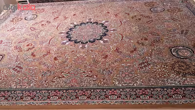 فرش ماشینی زمرد مشهد مدل 210067 زمینه گردویی