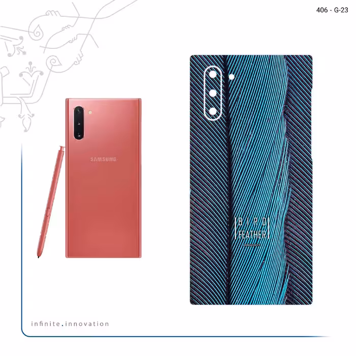 برچسب پوششی ماهوت مدل Turquoise feathers مناسب برای گوشی موبایل سامسونگ Galaxy Note 10