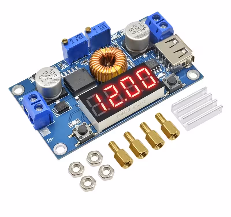 ماژول کاهنده ولتاژ XL4015 دارای CV و CC مجهز به USB و نمایشگر