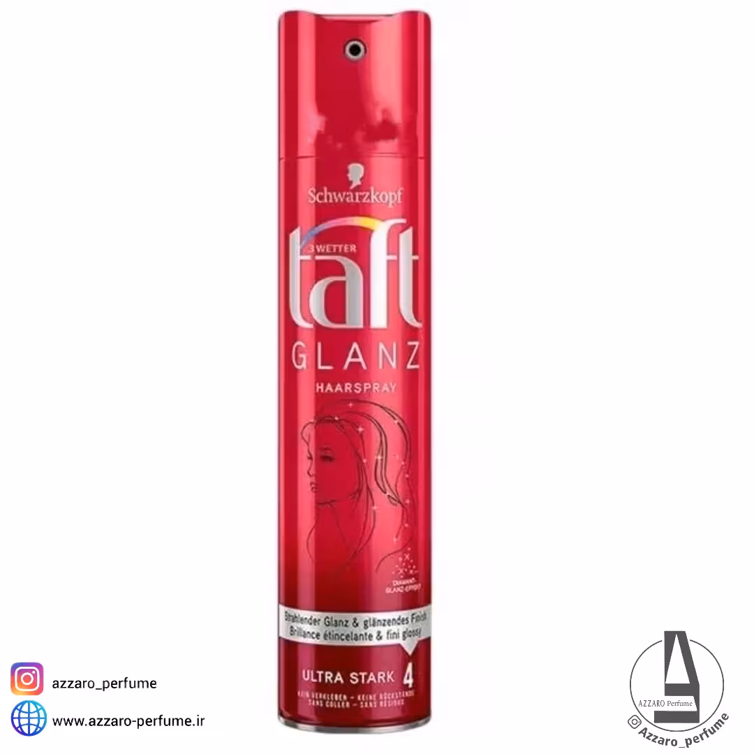 اسپری حالت دهنده مو تافت مدل GLANZ ULTRA STARK شماره 4 رنگ قرمز حجم 250 میل