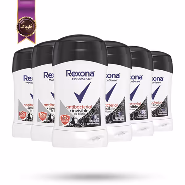 6 عدد مام استیک ضدتعریق رکسونا Rexona با خاصیت ضدباکتری و فرمول ضدلک Invisible Antibacterial حجم 40 میلی لیتر (اورجینال)