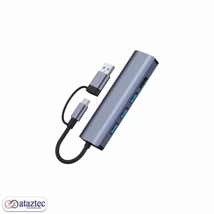 هاب 5 پورت Type-c/USB-Cمدل BYL-2208 | با HDMI 4K، USB 3.0، PD و کارت‌خوان SD/TF