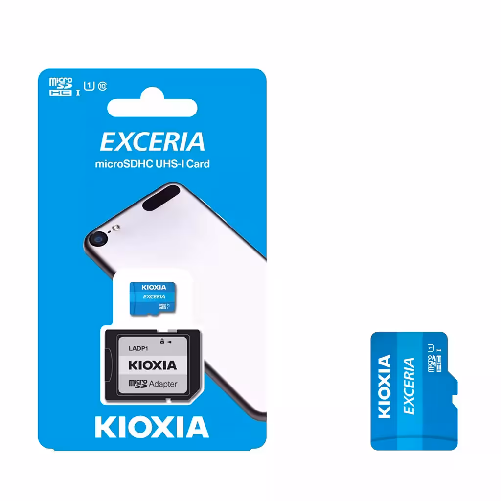کارت حافظه‌ microSDHC کیوکسیا مدل EXCERIA کلاس 10 استاندارد UHS-I U1 سرعت 100MBps ظرفیت 32 گیگابایت به همراه آداپتور SD