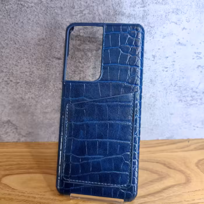 گارد(قاب)گوشی s21 ultra مدل چرمی جاکارتی دار رنگ سرمه ای samsung s21 ultra