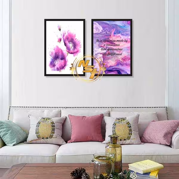 تابلو دکوراتیو 2 عددی بنفش کد GH096