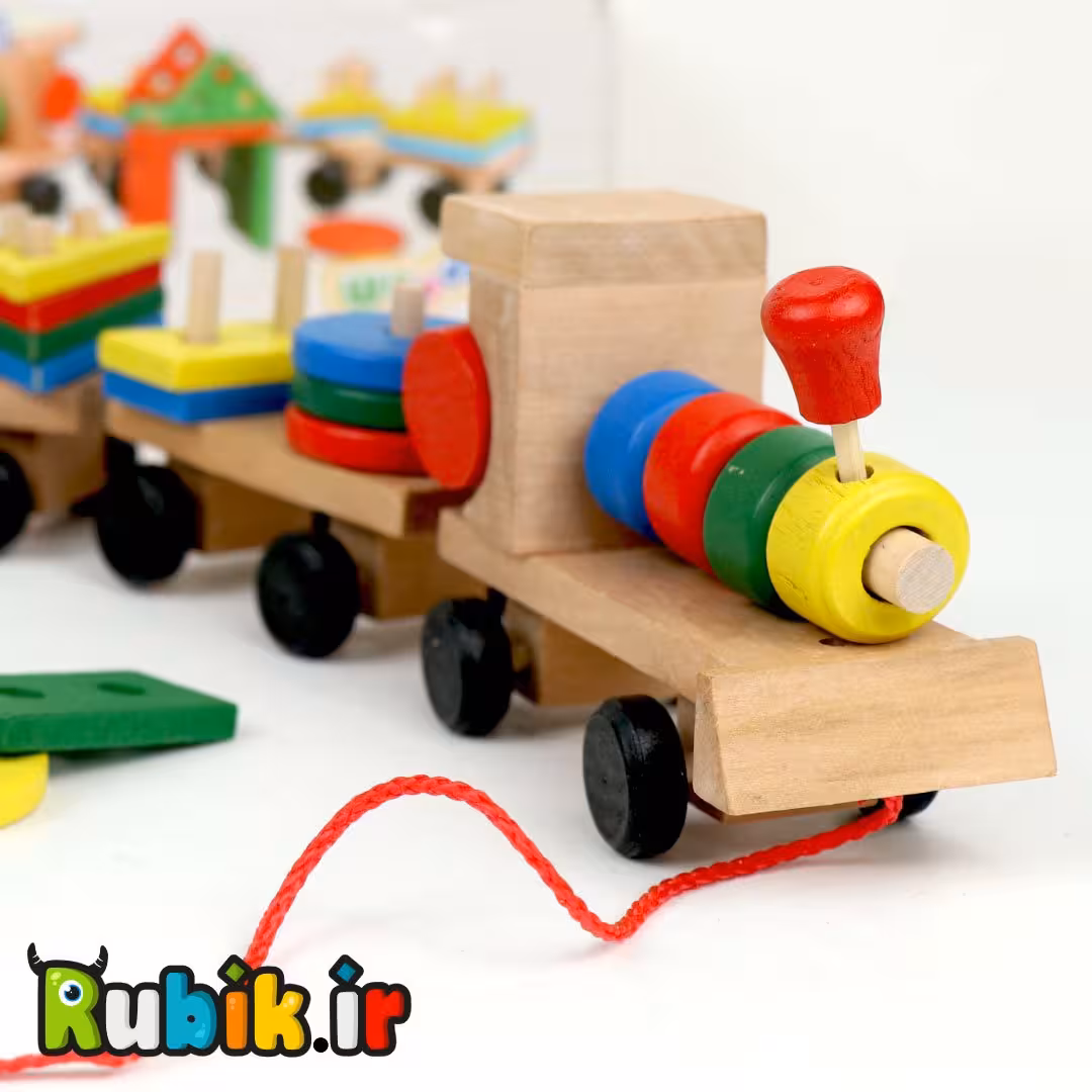 قطار چوبی اشکال جعبه نارنجی کوچک W21 1