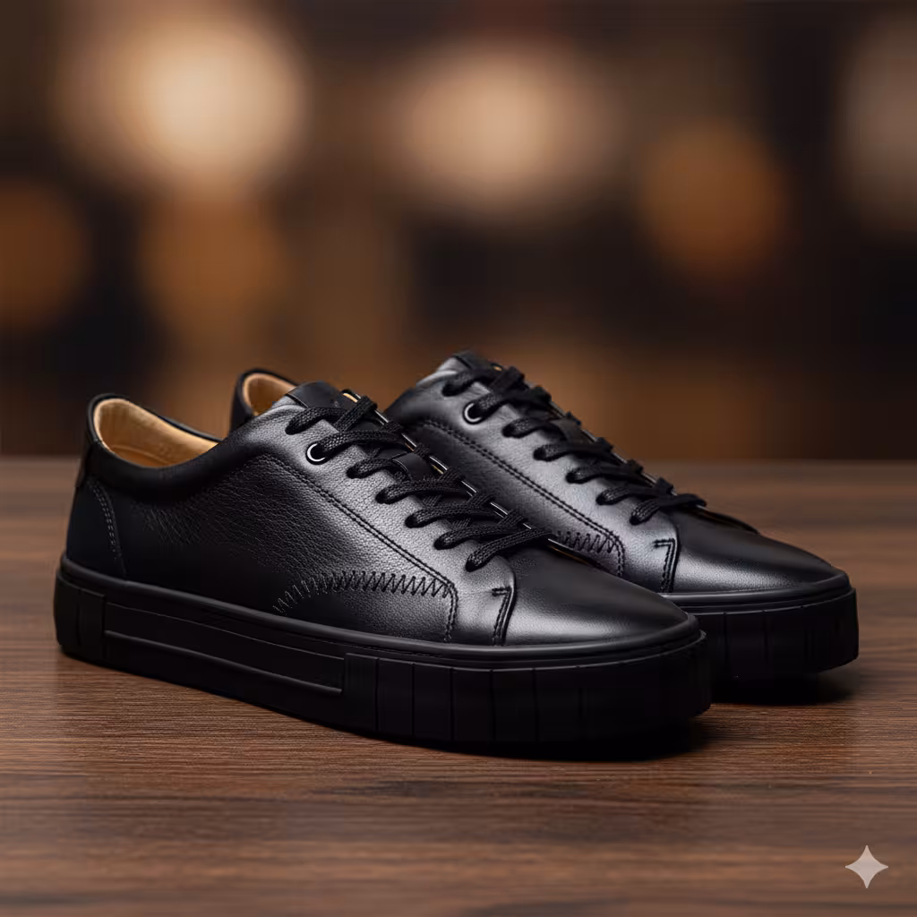 کفش چرم مردانه ونس کد VN012BK رنگ مشکی