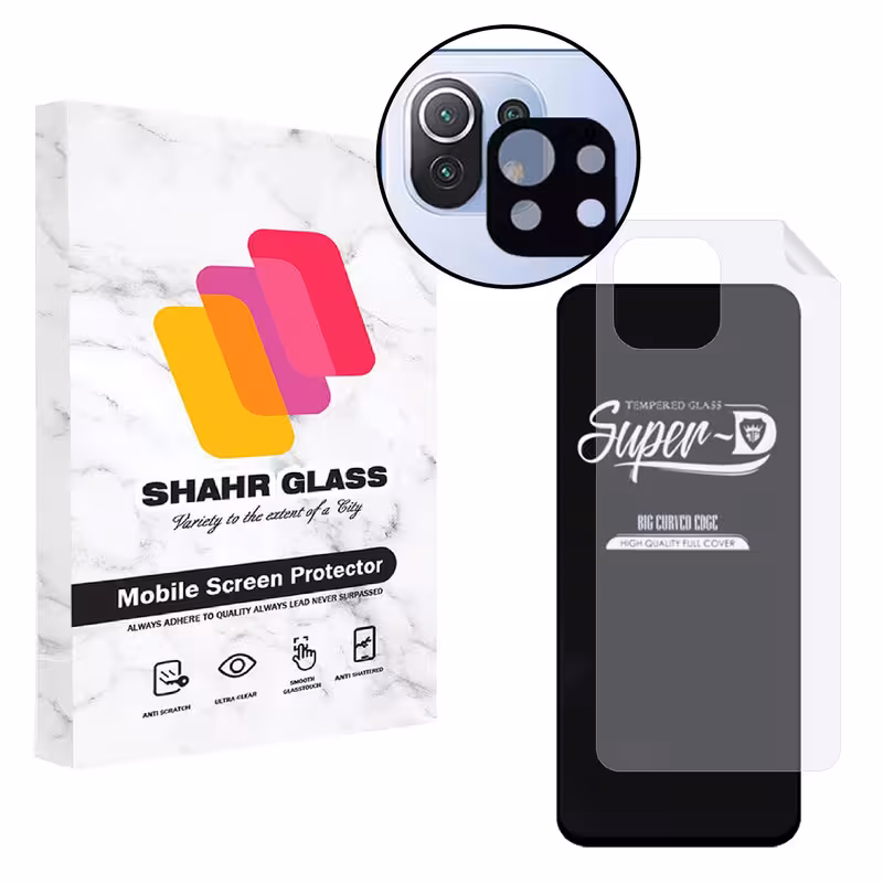 محافظ صفحه نمایش شهر گلس مدل 3SNF-Glass مناسب برای گوشی موبایل شیائومی Mi 11 Lite 4G به همراه محافظ پشت گوشی و محافظ لنز دوربین | کالا برتری
