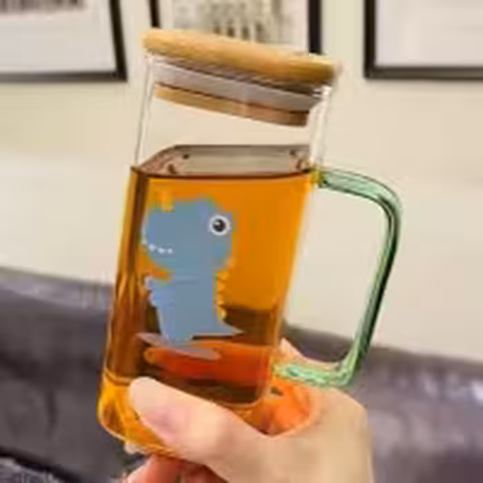 ماگ پیرکس مربعی درب دار طرح دایناسور