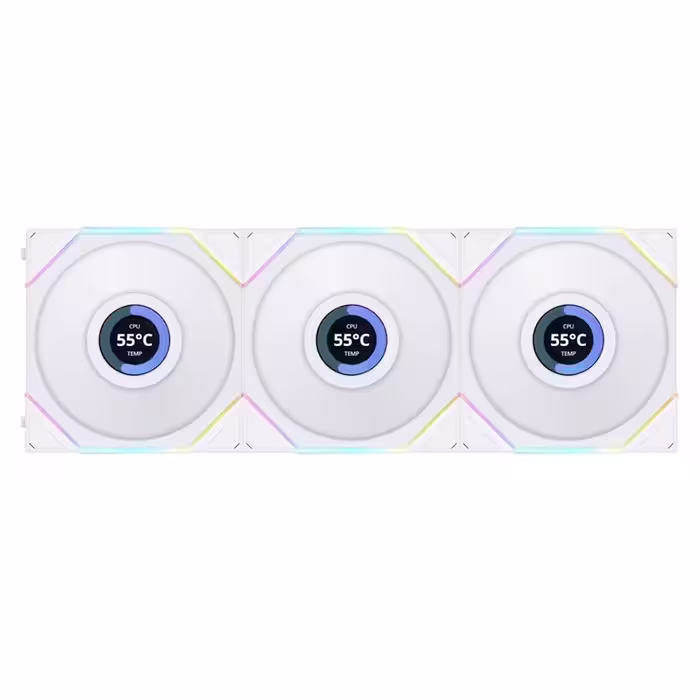 فن کیس کامپیوتر لیان لی مدل UNI FAN TL LCD 120 Reverse White، بسته 3 عددی