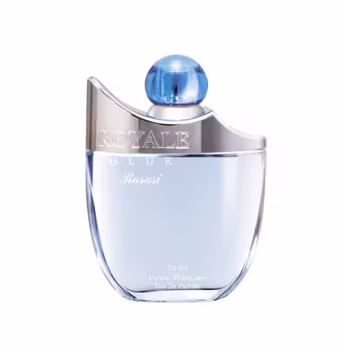 ادکلن رویال آبی مردانه ROYALE BLUE RASASI-حجم 75 میلی لیتر