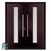 درب ورودی راه پله دولنگه شیشه خور با رنگ پلیستر اکد 1560