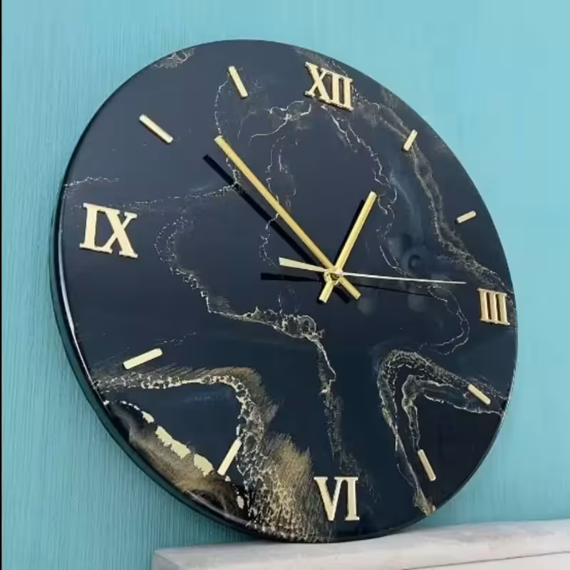ساعت رزینی ساعت دیواری رزینی ساعت ماربل قطر50