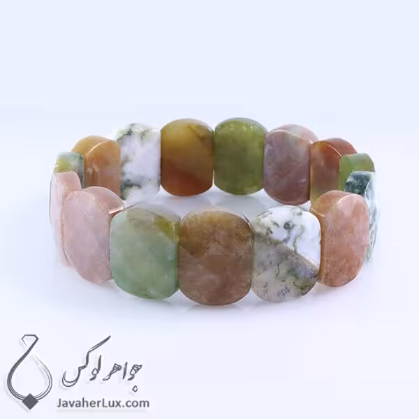 دستبند سنگ عقیق خزه ای تراش فست _ کد : 400191