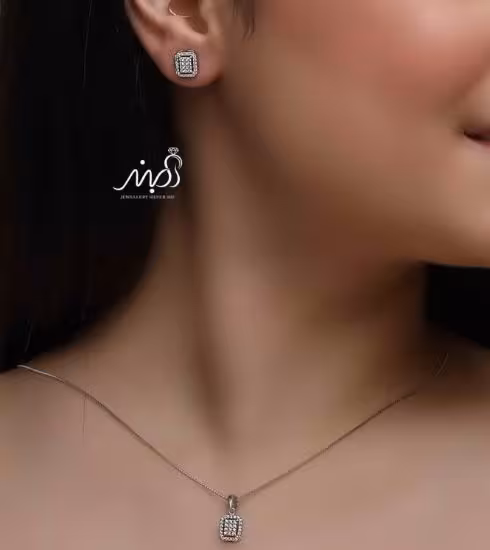💍نیم ست امرالد (آويز ، گوشواره ) خاص و زیبا ، نقره عیار 925(N_4298)