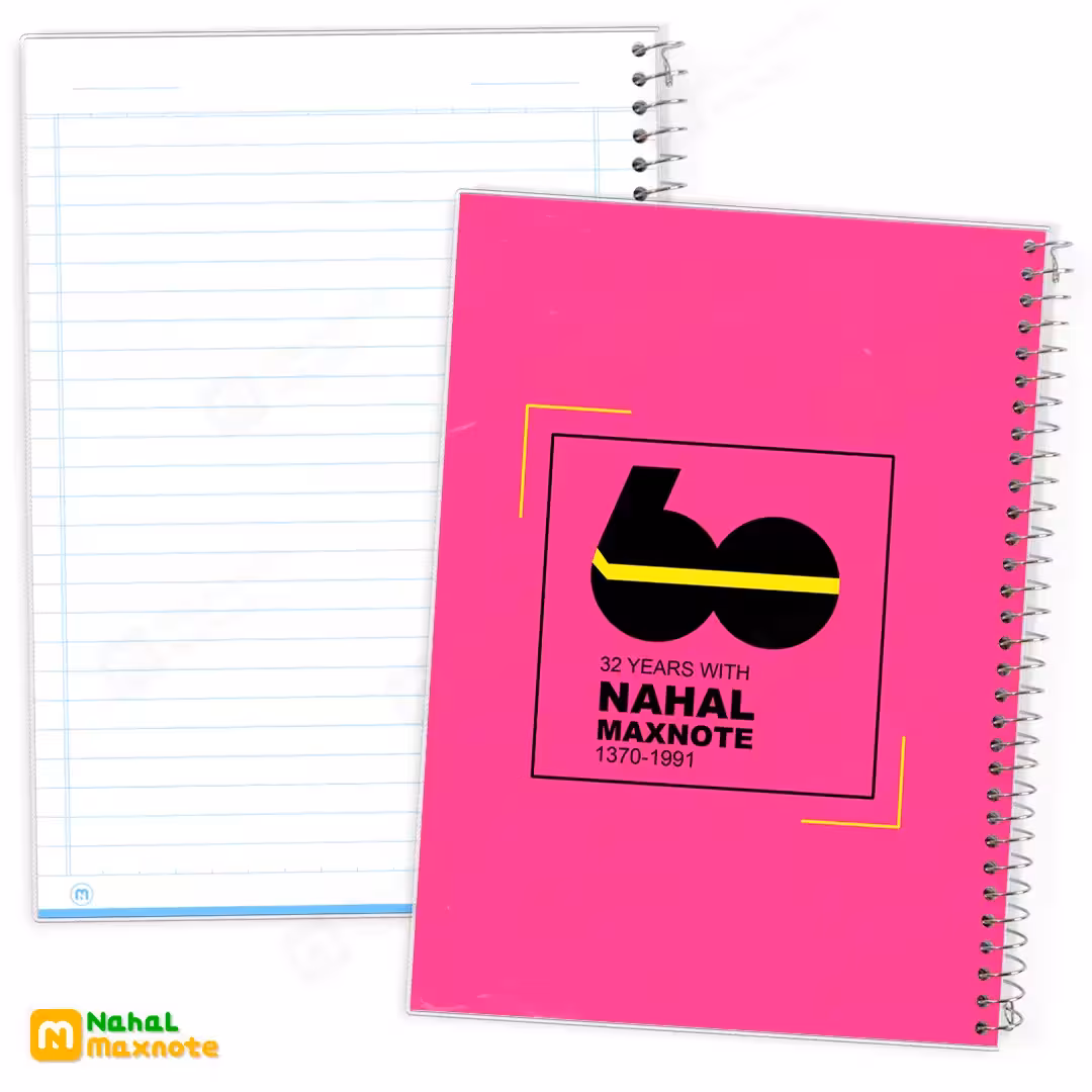 دفتر 60 برگ سیمی طلقی تک رنگ فسفری کد 9615.طرح 1