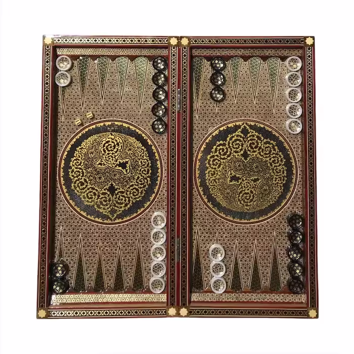تخته نرد خاتم طرح پرداز طلایی