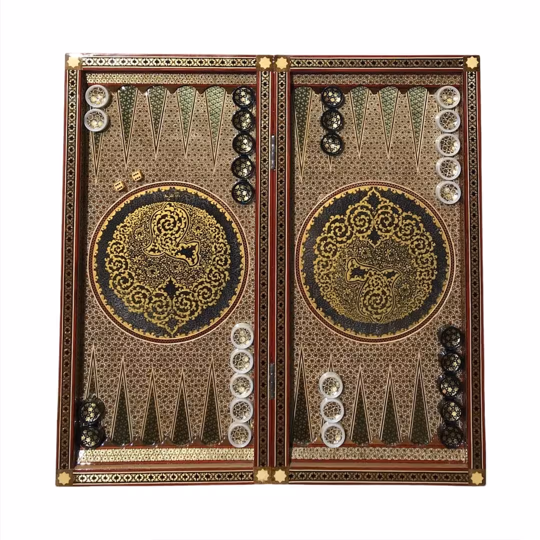 تخته نرد خاتم طرح پرداز طلایی