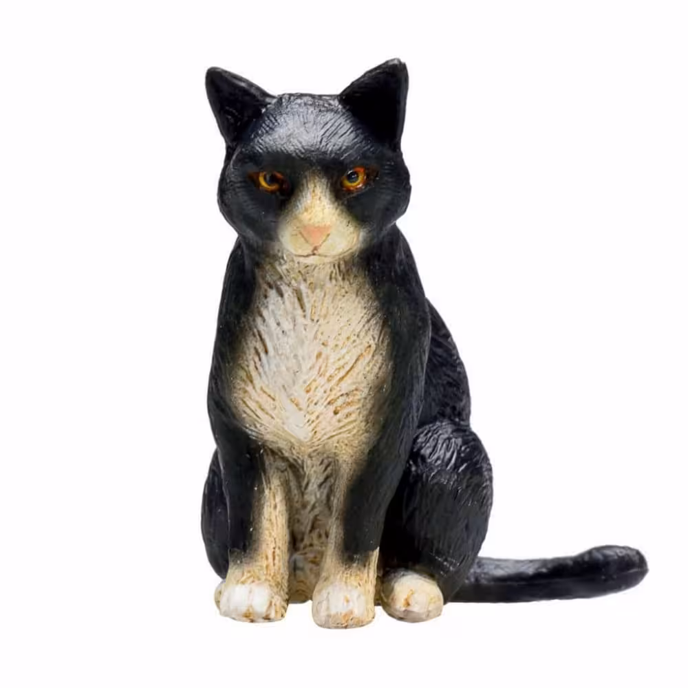 فیگور گربه سیاه و سفید Cat sitting black and white mojo