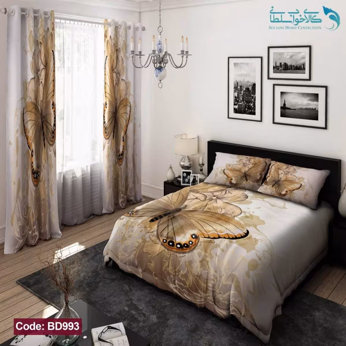 روتختی طرح پروانه دار دو نفره کد BD993